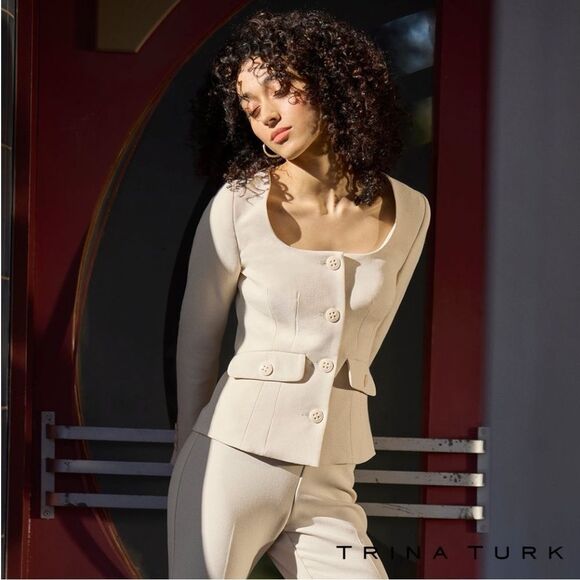 Trina Turk **NWT** 'Mott' Blazer Jacket in Cream - Picture 8 of 10